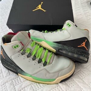 Nike Air Jordan Flight Origin Grey Sneakers Green Accents Men 8 Women 9.5 Sporty